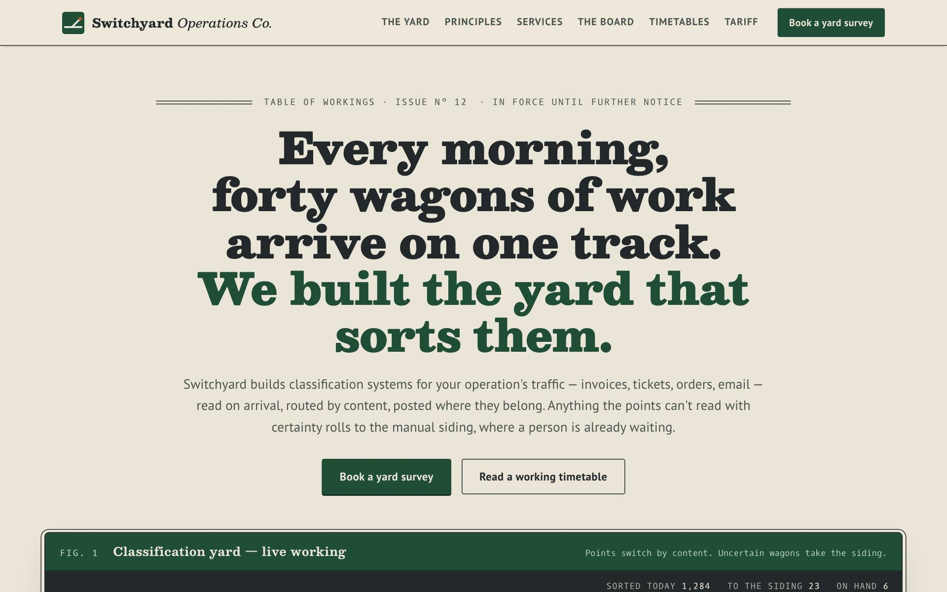 Switchyard Operations Co. — railway classification yard routing task wagons